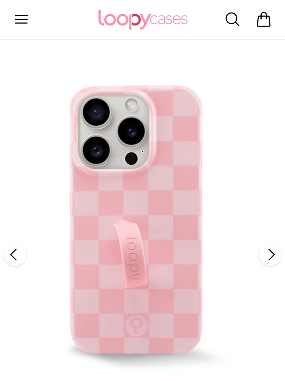 iPhone 15 Pro Blush Checkered Loopy Case